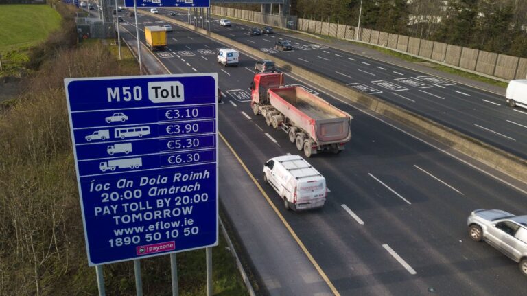 Toll charges on m50, dublin port tunnel and ppp roads to increase from 1st january 2026